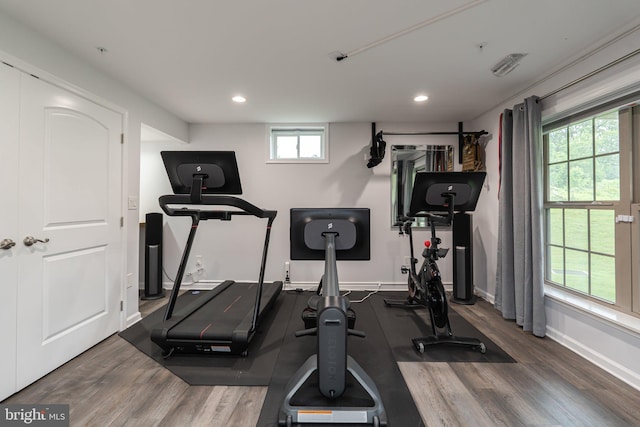 189 Potomac Crossing St, Charles Town, WV 25414 - workout room with wood finished floors, healthy amount of natural light, recessed lighting, and baseboards