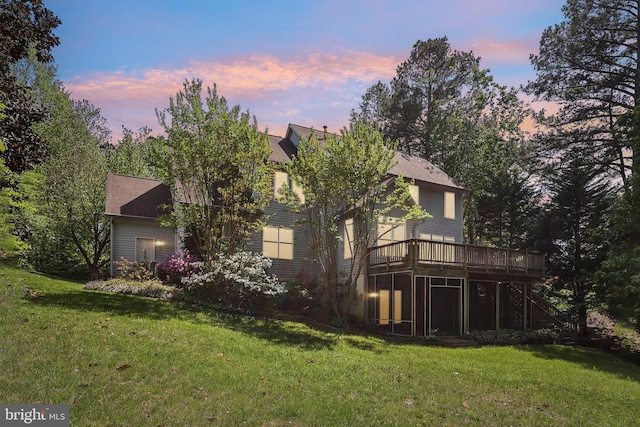 24 Monument Dr, Stafford, VA 22554 - rear view of property featuring a lawn, a wooden deck, and stairs
