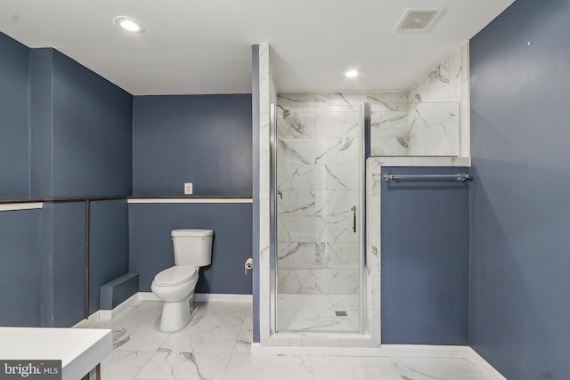 24 Monument Dr, Stafford, VA 22554 - full bathroom featuring recessed lighting, toilet, a marble finish shower, and marble finish floor