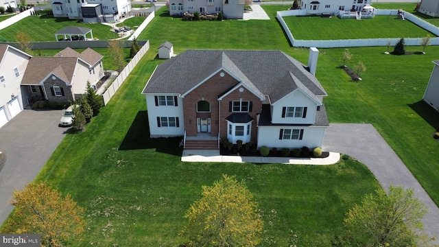 drone / aerial view with a residential view