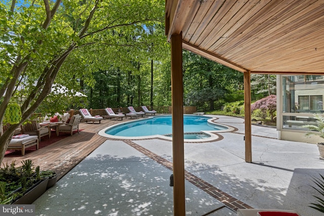 3 Hickory Ln, Chadds Ford, PA 19317 - swimming pool with a patio area, a deck, a diving board, and view of scattered trees