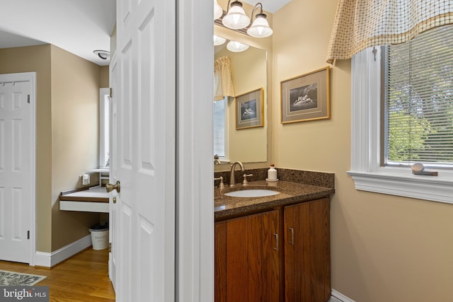 3 Hickory Ln, Chadds Ford, PA 19317 - bathroom featuring wood finished floors, baseboards, and vanity