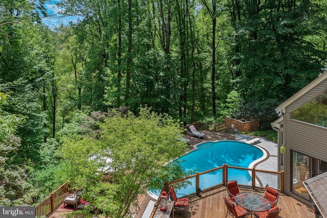 3 Hickory Ln, Chadds Ford, PA 19317 - view of pool with a deck and a wooded view