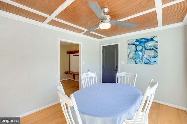 2314 Apple Hill Rd, Alexandria, VA 22308 - dining space featuring ceiling fan, light wood-style flooring, and baseboards