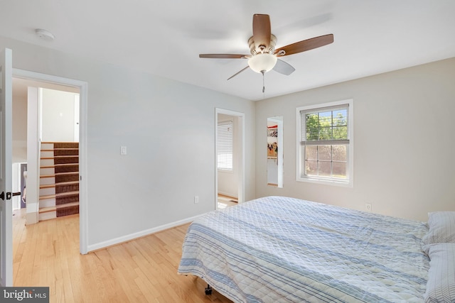 2314 Apple Hill Rd, Alexandria, VA 22308 - bedroom with light wood-style floors, a spacious closet, a ceiling fan, and baseboards