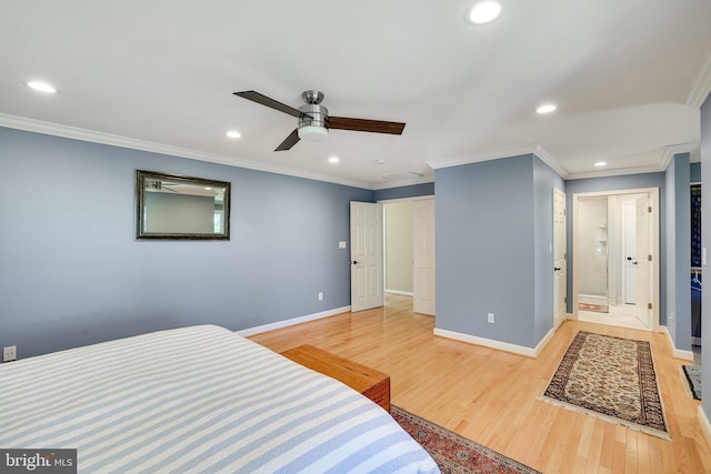 2314 Apple Hill Rd, Alexandria, VA 22308 - bedroom with crown molding, light wood finished floors, recessed lighting, and baseboards