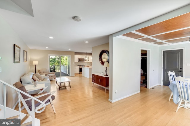 2314 Apple Hill Rd, Alexandria, VA 22308 - living room with light wood finished floors, recessed lighting, and baseboards