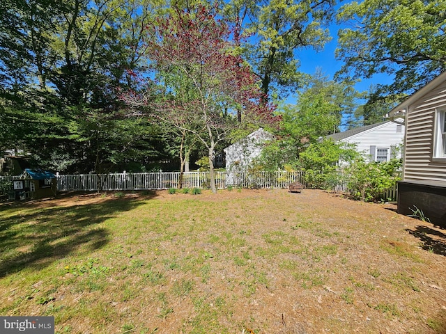 view of yard with a fenced backyard