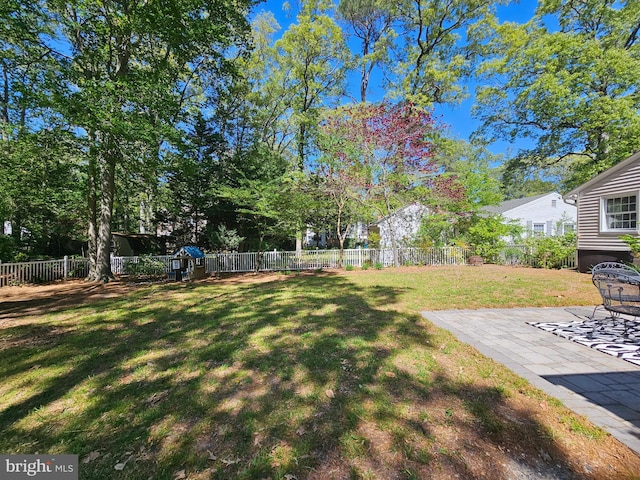 view of yard featuring a fenced backyard and a patio area