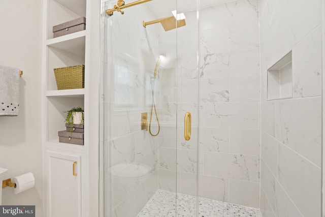 bathroom with a stall shower