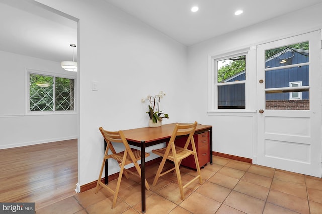 9235 E Parkhill Dr, Bethesda, MD 20814 - dining space featuring plenty of natural light, baseboards, and recessed lighting