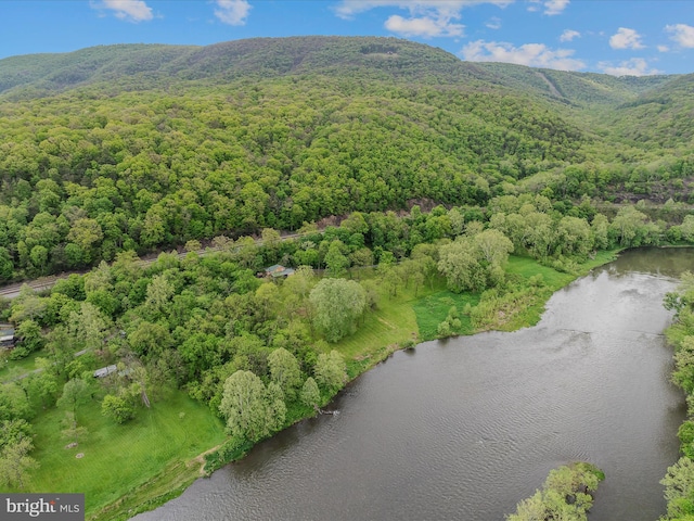 326 Doe Gully Rd, Great Cacapon, WV 25422 - aerial view featuring a view of trees and a water and mountain view