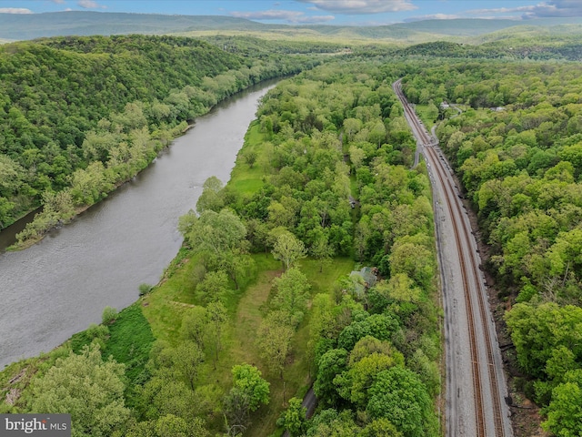 326 Doe Gully Rd, Great Cacapon, WV 25422 - aerial view with a water view and a wooded view