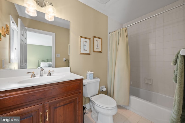 4064 Howell Rd, Malvern, PA 19355 - bathroom with vanity, tile patterned flooring, toilet, and shower / tub combo with curtain