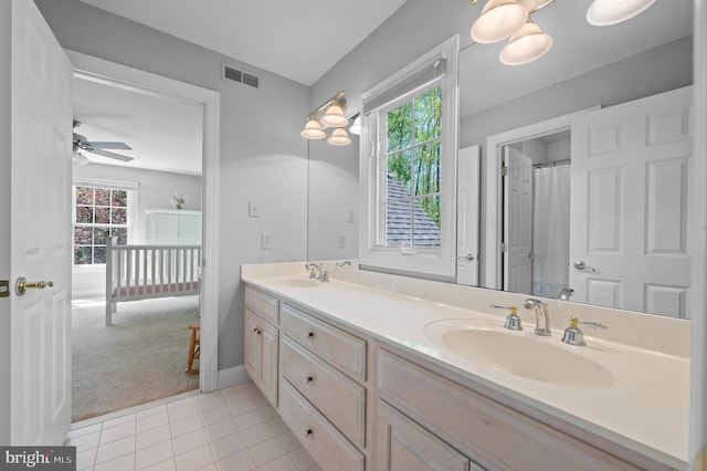 4064 Howell Rd, Malvern, PA 19355 - bathroom with a sink, tile patterned floors, double vanity, and visible vents