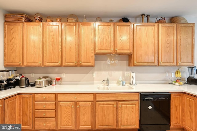 8733 Boulder Ridge Rd, Laurel, MD 20723 - kitchen with black dishwasher, a sink, and light countertops