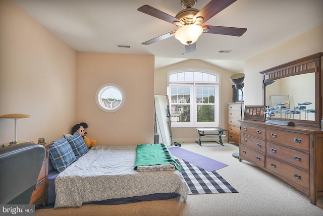 8733 Boulder Ridge Rd, Laurel, MD 20723 - carpeted bedroom with vaulted ceiling and ceiling fan