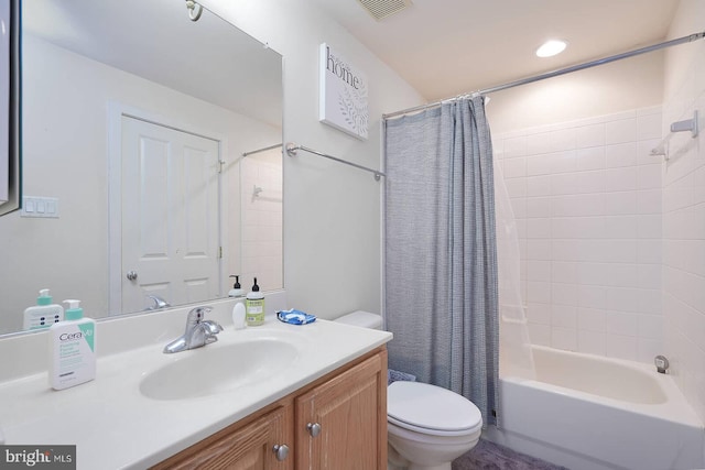 8733 Boulder Ridge Rd, Laurel, MD 20723 - full bath with toilet, shower / tub combo, vanity, and recessed lighting