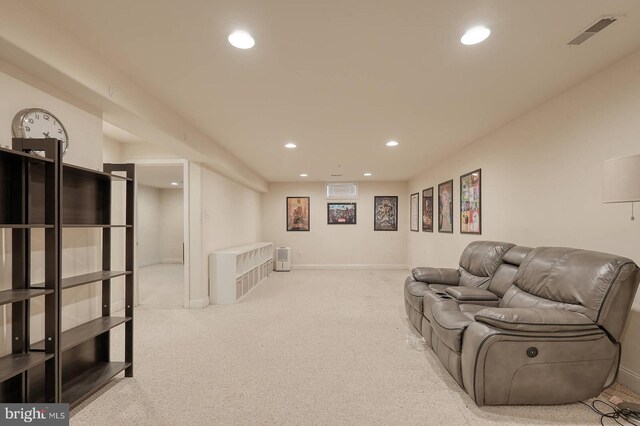 8733 Boulder Ridge Rd, Laurel, MD 20723 - living room featuring recessed lighting, carpet floors, and baseboards