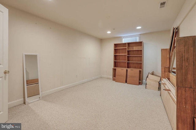 8733 Boulder Ridge Rd, Laurel, MD 20723 - below grade area with recessed lighting, light colored carpet, and baseboards