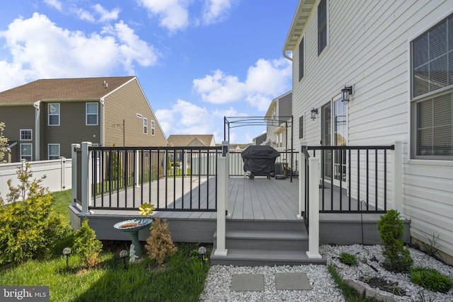 deck featuring fence