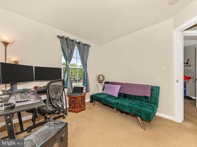 office space with carpet and baseboards