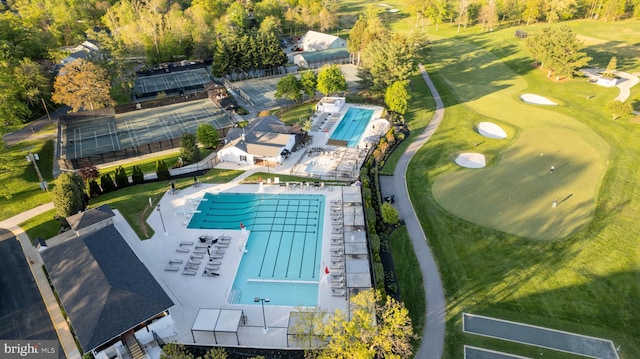 bird's eye view featuring golf course view