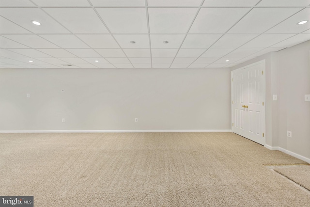 168 Sequester Dr, Stafford, VA 22556 - unfurnished room with light carpet, a paneled ceiling, recessed lighting, and baseboards