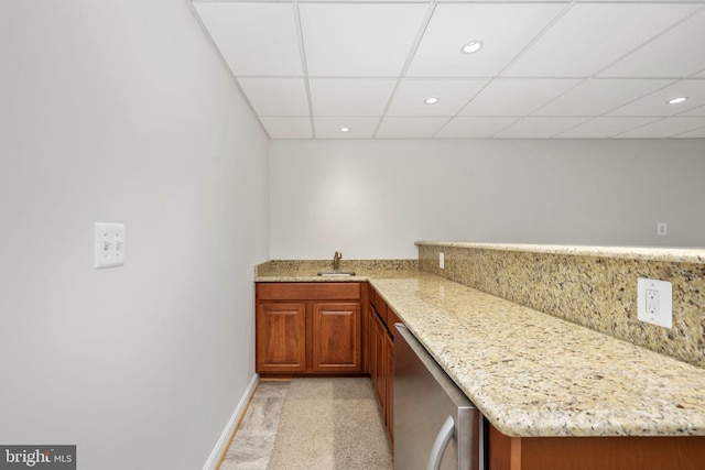 168 Sequester Dr, Stafford, VA 22556 - bar with a paneled ceiling, a sink, recessed lighting, and baseboards
