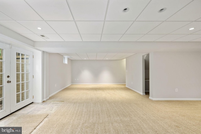 168 Sequester Dr, Stafford, VA 22556 - basement with a drop ceiling, carpet, baseboards, and recessed lighting
