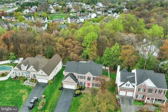 bird's eye view with a residential view