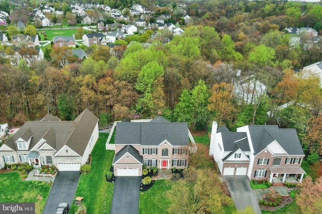 aerial view with a residential view