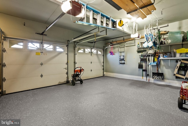 garage with a garage door opener