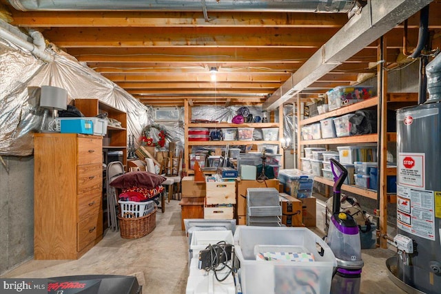 storage area with gas water heater