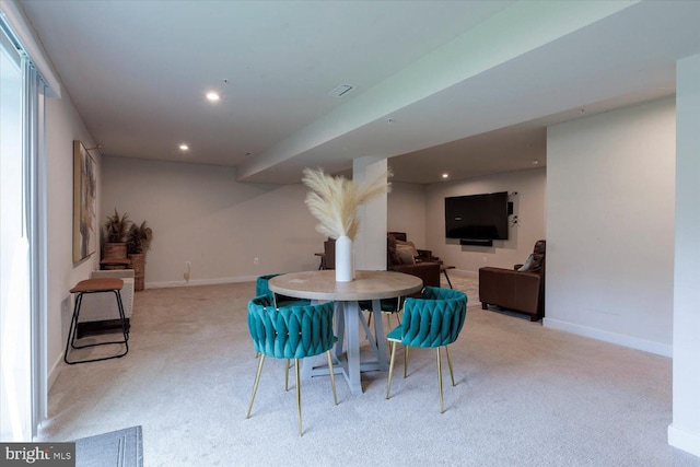 5735 River Shark Ln, Waldorf, MD 20602 - dining area featuring light carpet, baseboards, and recessed lighting