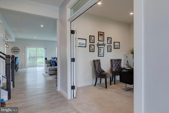 5735 River Shark Ln, Waldorf, MD 20602 - hallway featuring recessed lighting, baseboards, and light wood-style floors