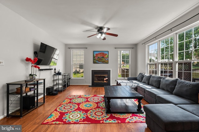 6028 Toomey Ln, Elkridge, MD 21075 - living room with ceiling fan, wood finished floors, and a wealth of natural light