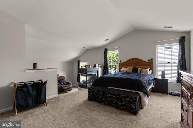 6028 Toomey Ln, Elkridge, MD 21075 - bedroom featuring baseboards, vaulted ceiling, carpet flooring, and visible vents