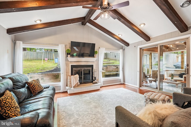 15109 Watergate Rd, Silver Spring, MD 20905 - living area with ceiling fan, wood finished floors, and a glass covered fireplace