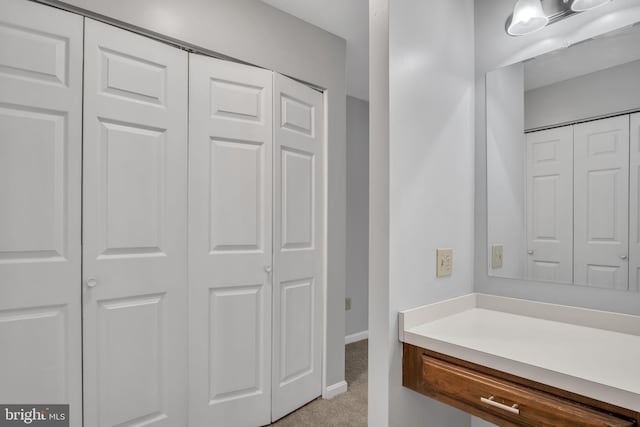 451 Lovell Ct, Hummelstown, PA 17036 - bathroom with a closet, vanity, and baseboards