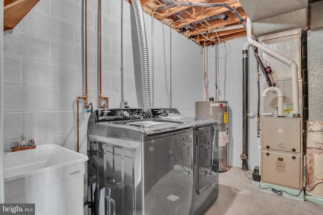 451 Lovell Ct, Hummelstown, PA 17036 - clothes washing area with a sink, independent washer and dryer, laundry area, and electric water heater