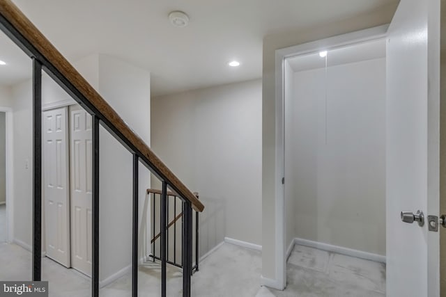 11409 Fruitwood Way Unit 163, Germantown, MD 20876 - staircase featuring recessed lighting, baseboards, and carpet floors