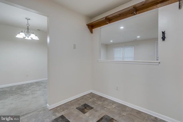 11409 Fruitwood Way Unit 163, Germantown, MD 20876 - tiled spare room with a chandelier, baseboards, and recessed lighting