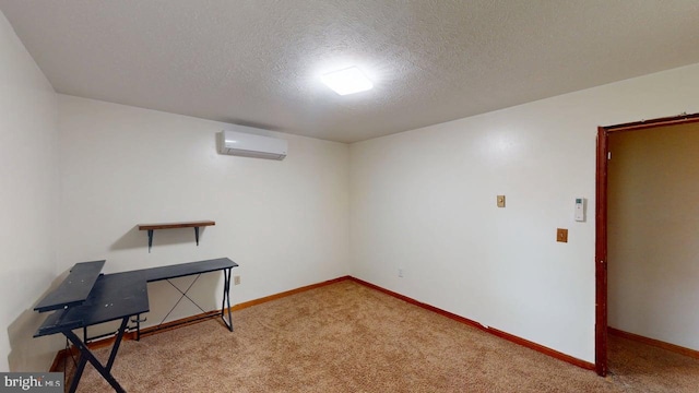 521 E Rdg Loop Rd, Romney, WV 26757 - finished basement with a textured ceiling, carpet, baseboards, and a wall unit AC