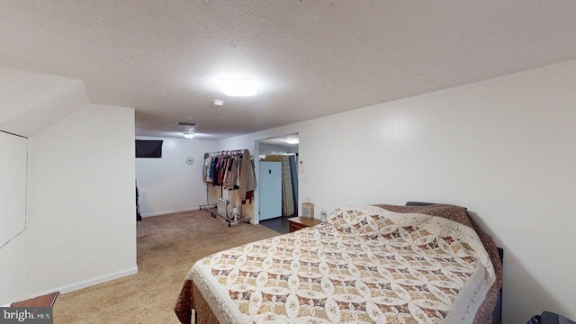 521 E Rdg Loop Rd, Romney, WV 26757 - bedroom featuring baseboards, a textured ceiling, visible vents, and carpet floors