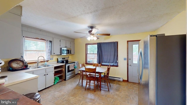 521 E Rdg Loop Rd, Romney, WV 26757 - kitchen featuring a sink, a wealth of natural light, light countertops, and appliances with stainless steel finishes
