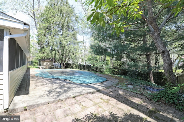 72 Bennett Dr, Doylestown, PA 18901 - view of pool with an outbuilding, a patio, a fenced in pool, and fence