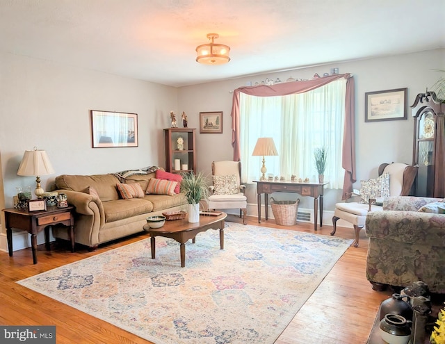living area with wood finished floors