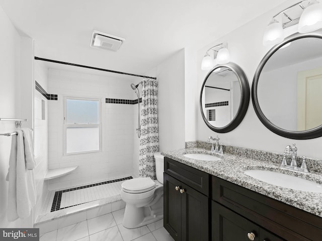 108 Delaware St, Woodbury, NJ 08096 - full bathroom featuring toilet, tiled shower, and double vanity
