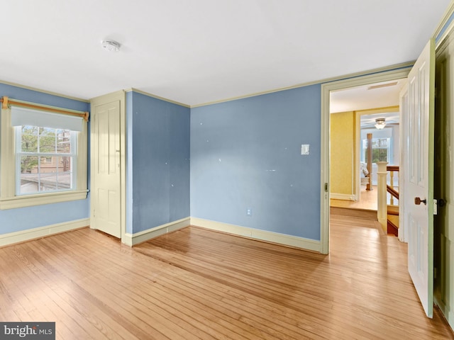 108 Delaware St, Woodbury, NJ 08096 - empty room with hardwood / wood-style floors, baseboards, a smoke detector, and ceiling fan